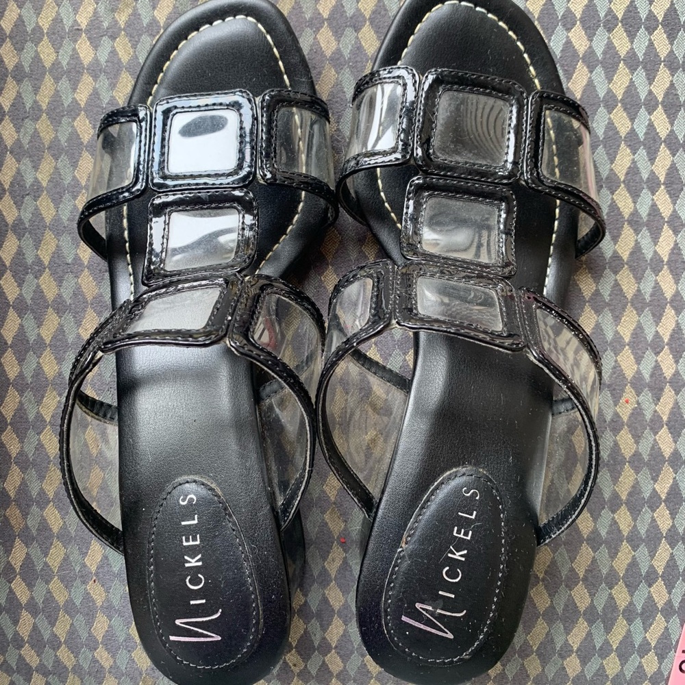 6.5 Nickels Women's Black and Clear Sandals